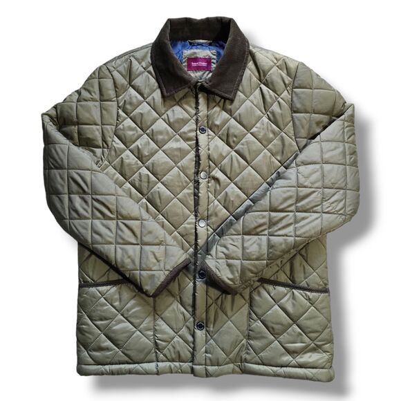 Samuel Windsor Quilted Jacket Men's Small S Green Chore Field Collared - Picture 1 of 8